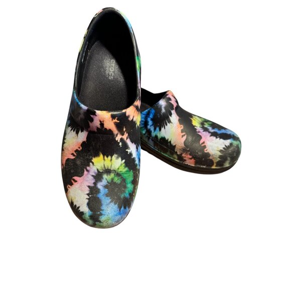 Crocs Womens W8 Black Tie-Dye Slip-On Clogs - Picture 9 of 10